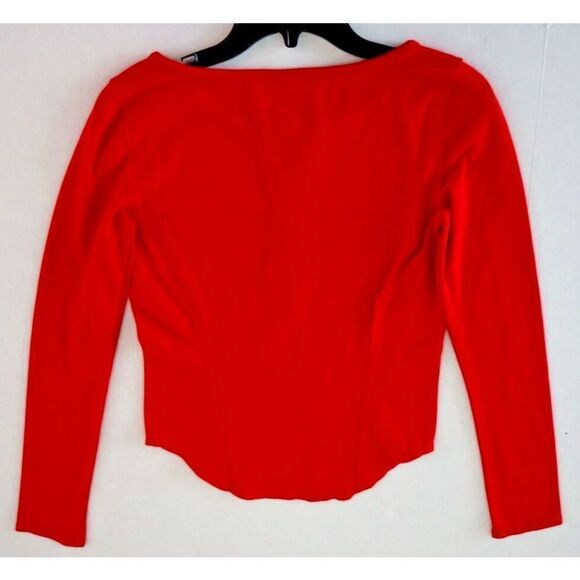 Free People We The Free OB745830 Women's Sz S Jacqui Red Lace Up Long Sleeve Top - Picture 6 of 6